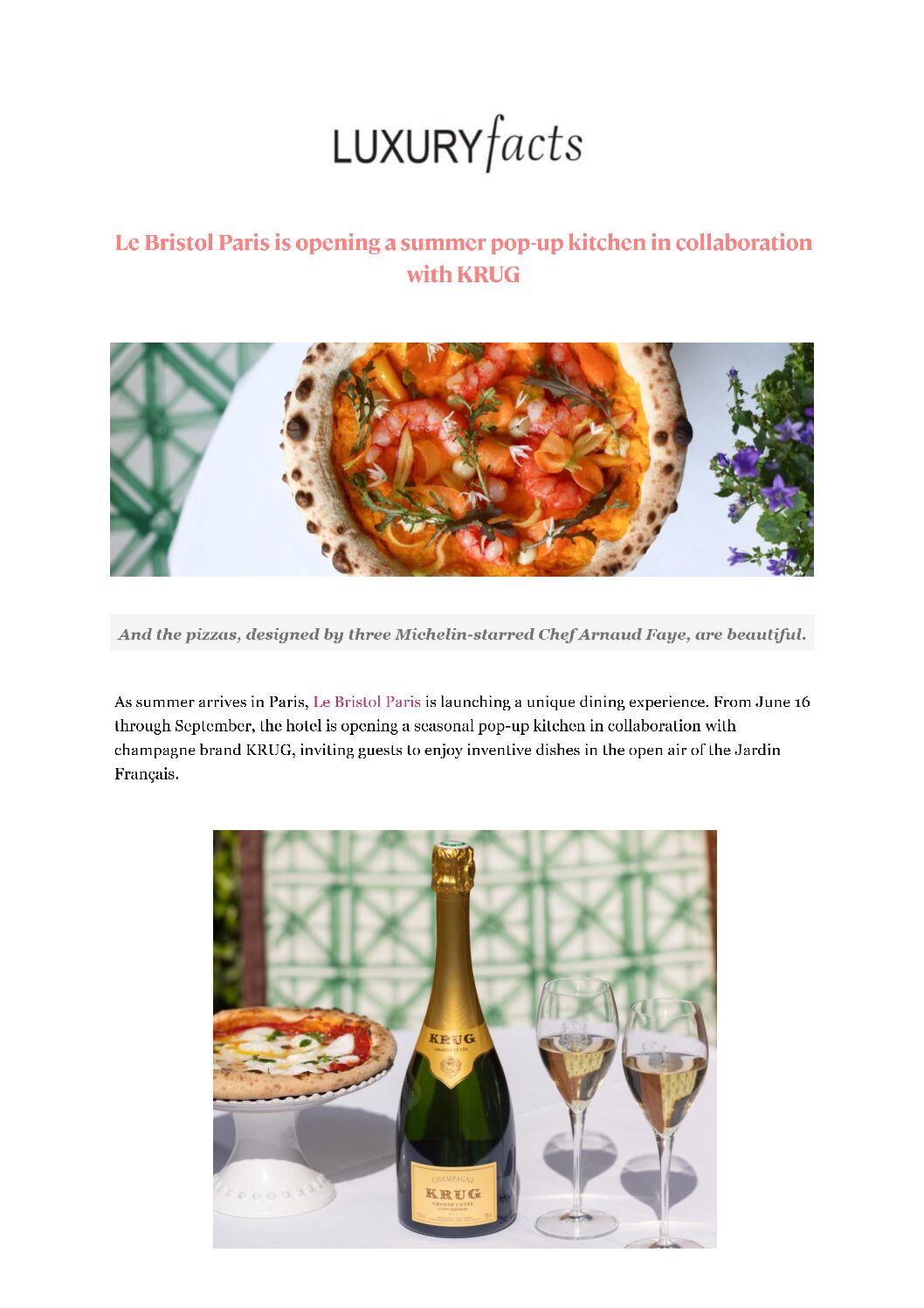 LUXURY FACTS Le Bristol Paris x Krug